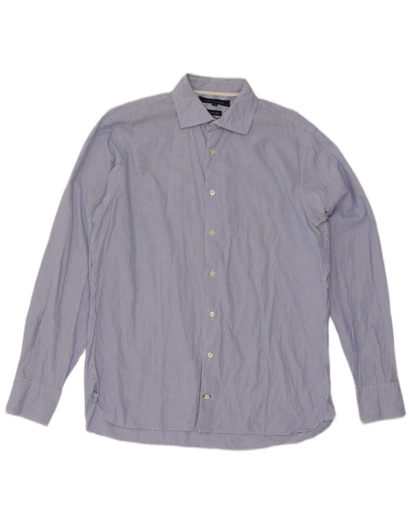 Camisa masculina Tommy Hilfiger de algodão listrado azul médio