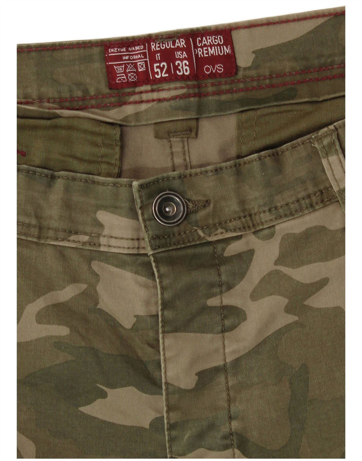 Shorts cargo masculino OVS W36 grande cáqui camuflado algodão exército
