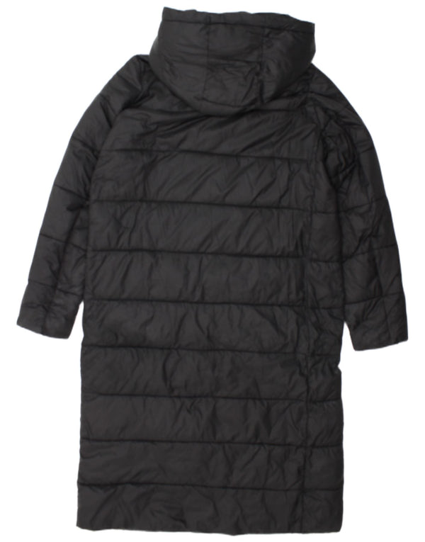 Casaco acolchoado com capuz feminino Zara UK 14 médio preto nylon