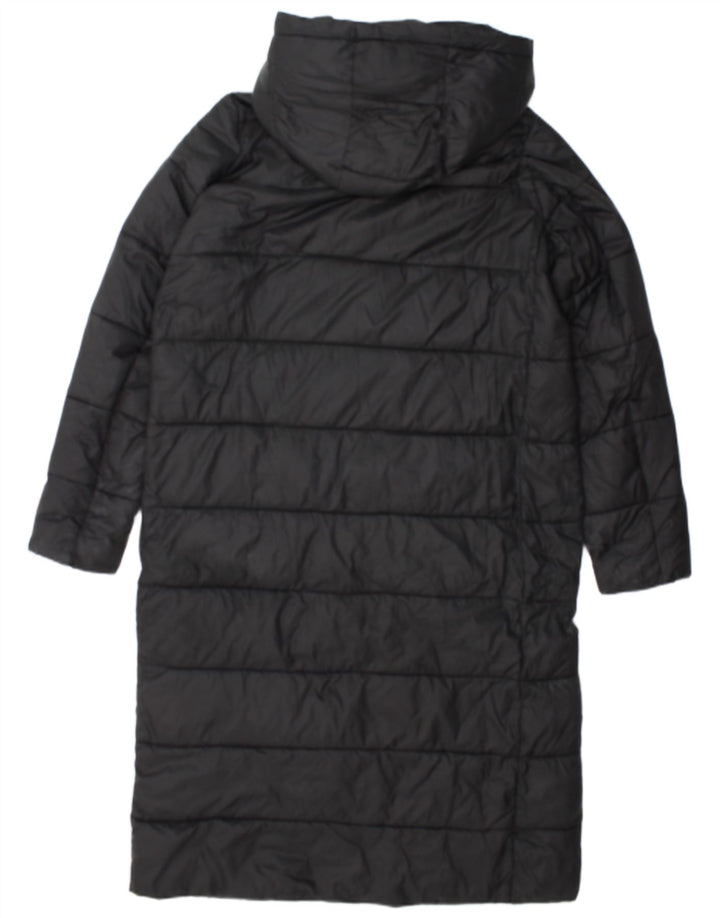 Casaco acolchoado com capuz feminino Zara UK 14 médio preto nylon