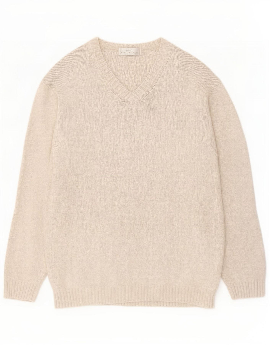 Suéter masculino Marks & Spencer com decote em V grande algodão branco