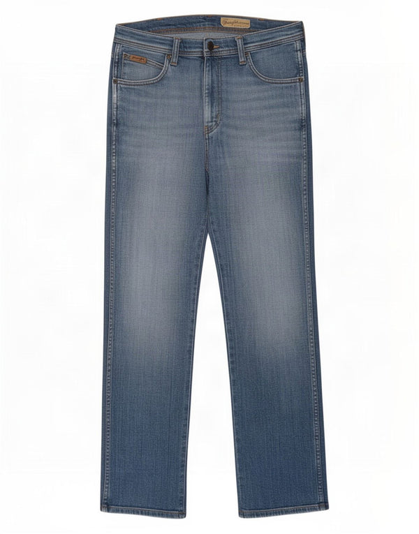 Wrangler Masculino Arizona Stretch Straight Jeans W34 L32 Azul Algodão