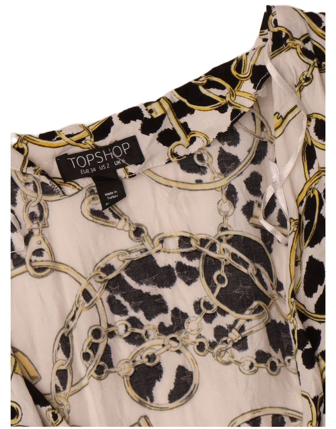 Topshop cardigã feminino oversized com padrão abstrato e envoltório UK 6 XS branco
