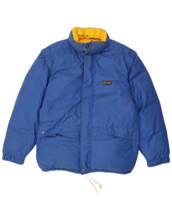 Jaqueta masculina acolchoada com capuz Ciesse Piumini UK 42 XL azul colorblock