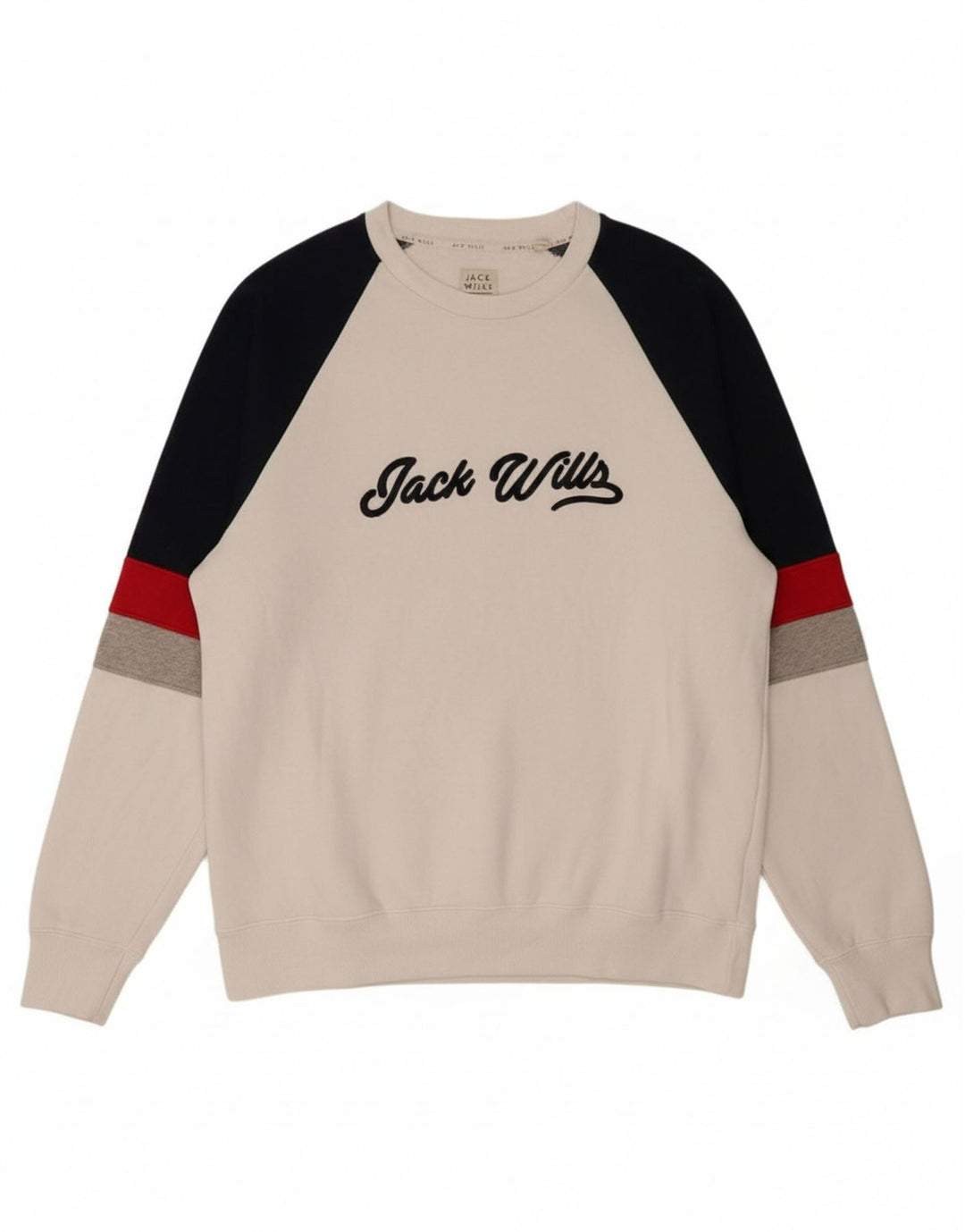 JACK WILLS Suéter gráfico masculino grande de algodão colorido branco