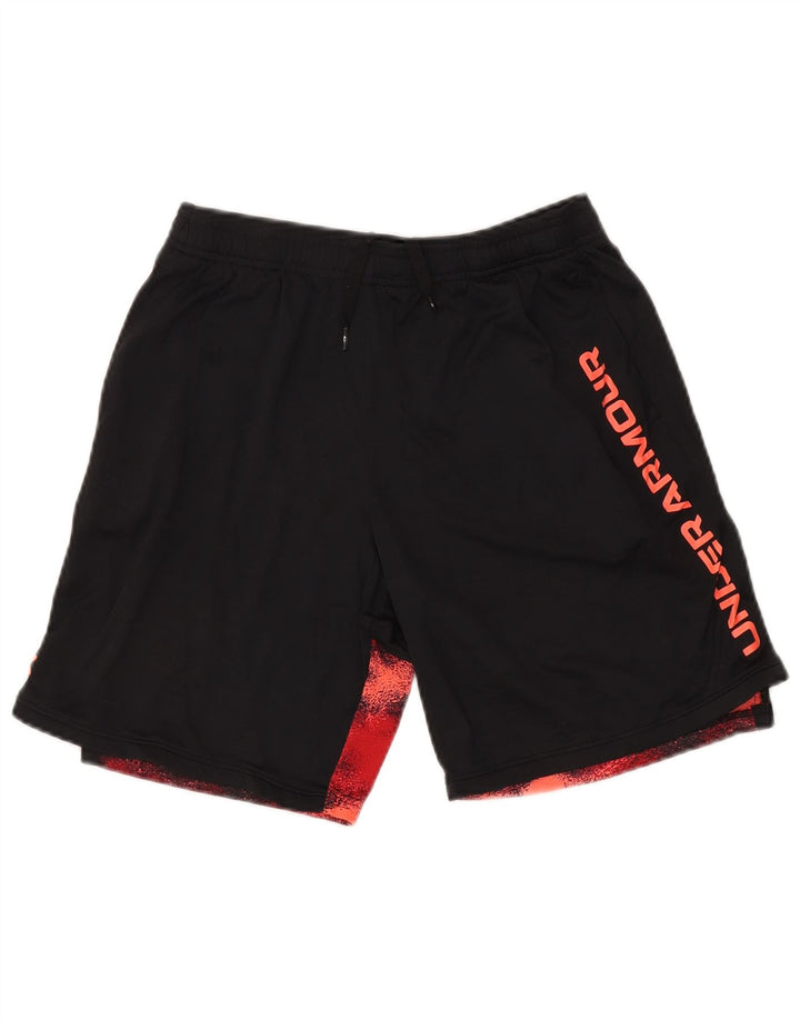 Shorts esportivos com padrão abstrato para meninos UNDER ARMOUR 13-14 anos XL preto