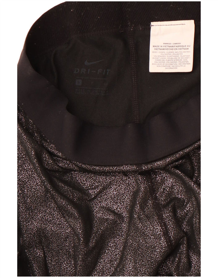 Leggings femininas Nike Dri Fit Graphic UK 8 pequenas pretas de poliéster