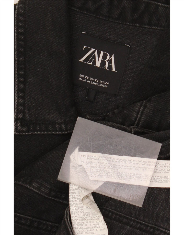 Jaqueta jeans feminina Zara UK 6 XS algodão preto