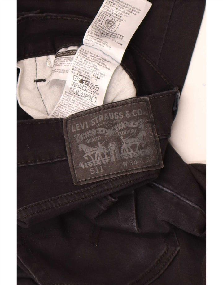 Levi's Masculino 511 Slim Jeans W34 L32 Algodão Preto