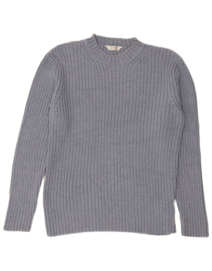 Suéter masculino Marks & Spencer com gola redonda, algodão azul médio