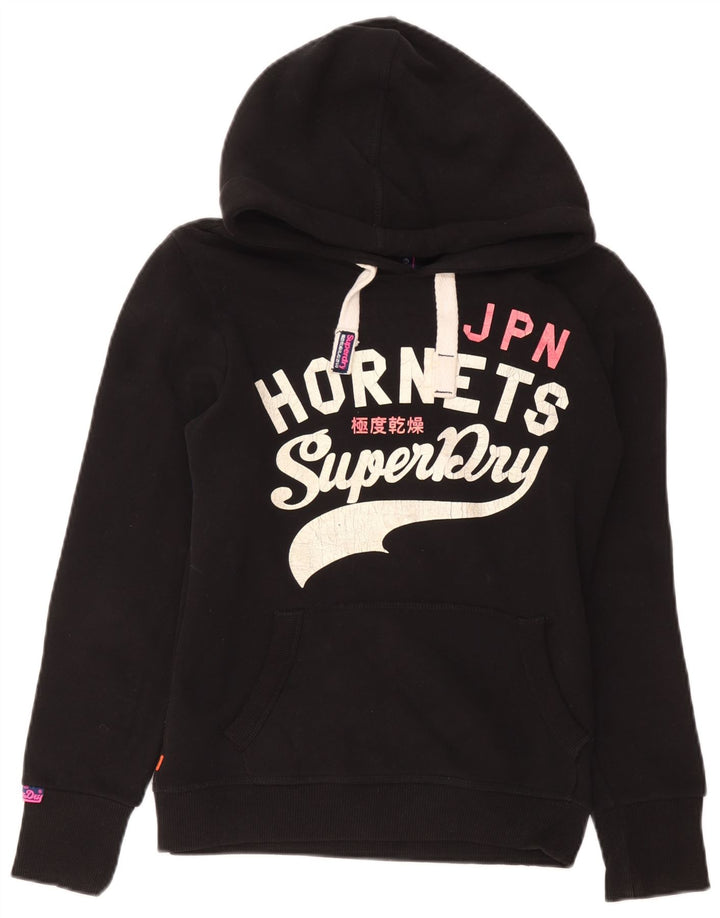 Superdry Mens Hornets Graphic Hoodie Jumper UK 10 Pequeno Algodão Preto