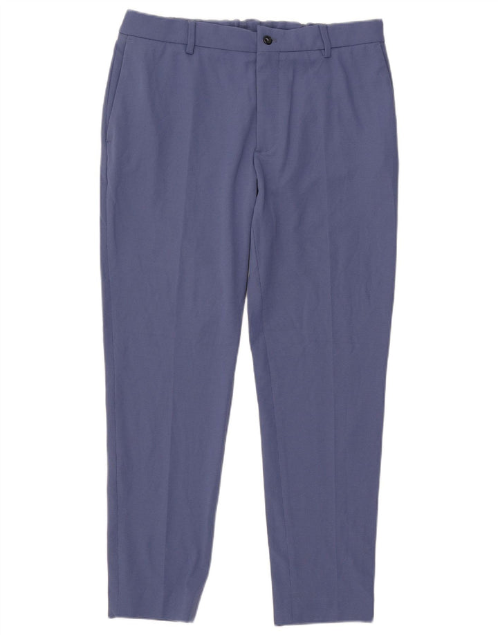 Zara Mens Slim Chino Calças EU 44 Grande W34 L29 Azul Poliéster