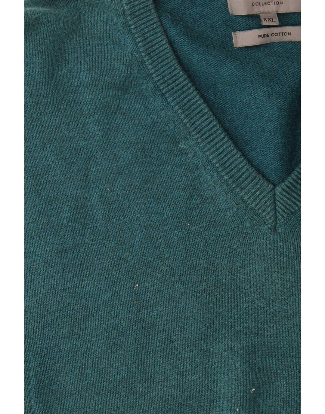Suéter masculino Marks & Spencer com decote em V 2XL algodão azul