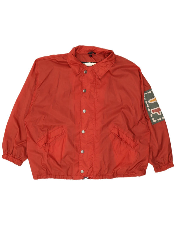 Jaqueta de chuva masculina VINTAGE gráfica UK 44 2XL nylon vermelho
