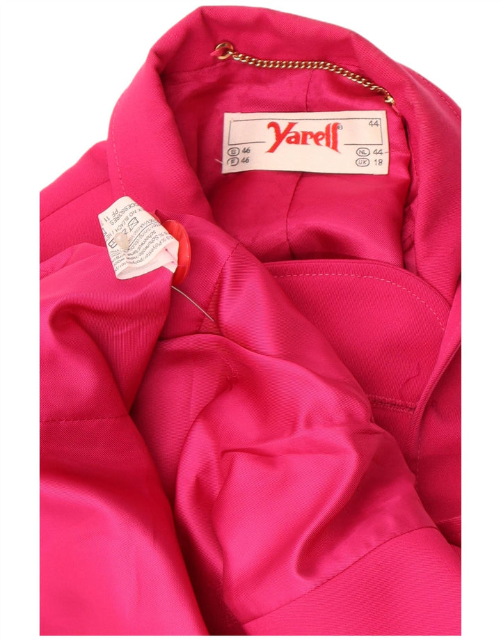 Jaqueta blazer feminina Yarell com manga 3/4 e 2 botões Reino Unido 18 XL rosa