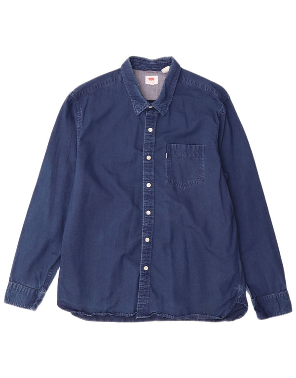 Camisa jeans masculina Levi's 15-16 anos XL azul marinho algodão