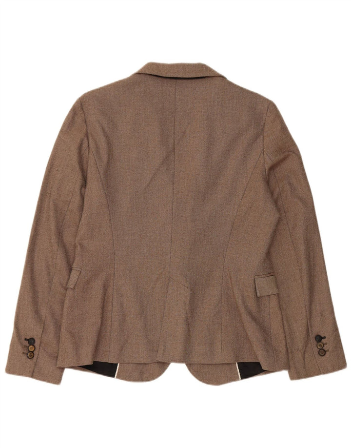 Jaqueta blazer feminina Zara com 1 botão Reino Unido 14 grande poliéster marrom
