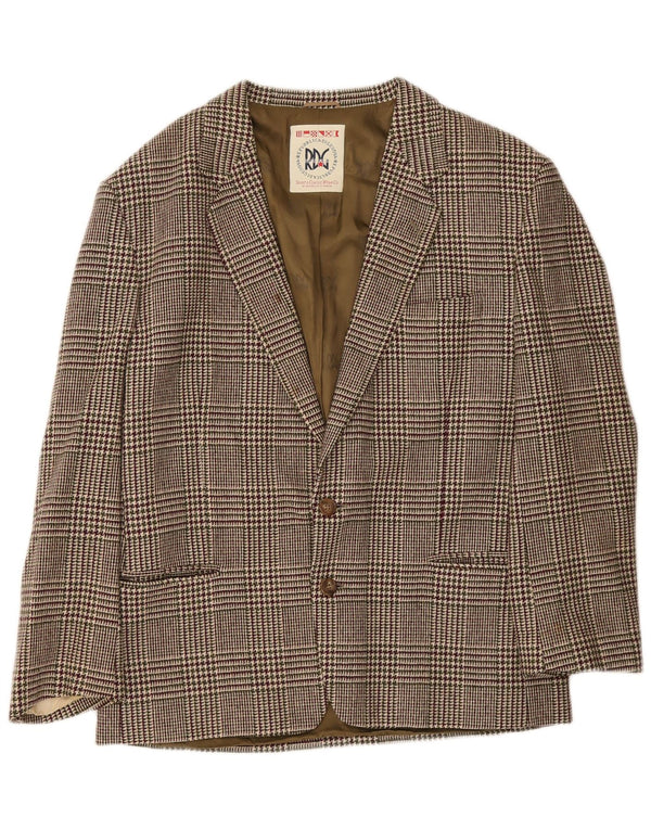 Jaqueta Blazer Masculina Vintage IT 52 XL Borgonha Houndstooth Lã