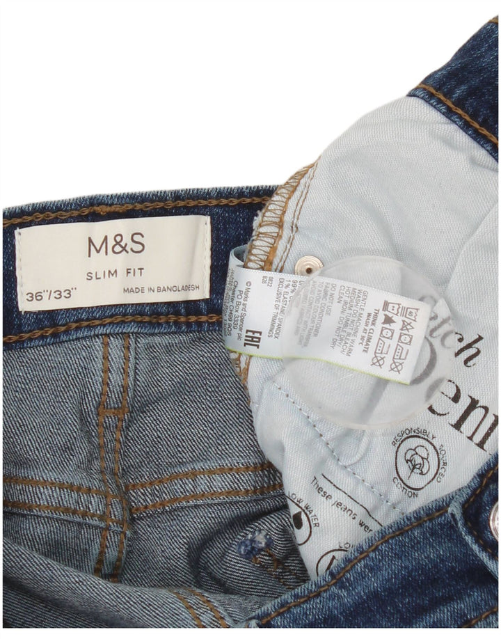 Marks & Spencer Mens Slim Jeans W36 L33 Azul Algodão
