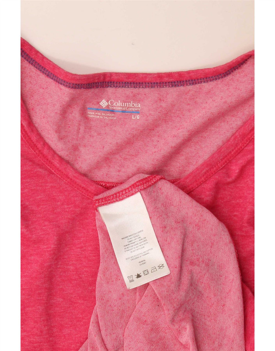 Camiseta feminina Columbia UK 14 grande poliéster manchado rosa