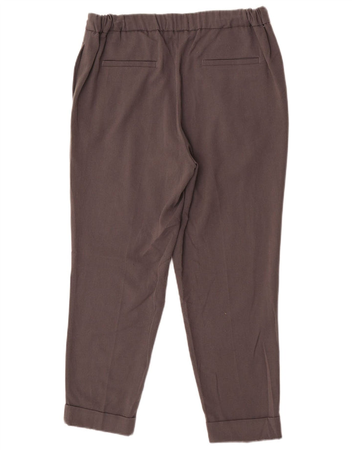 Calças cortadas femininas Marks & Spencer UK 12 médio W30 L25 poliéster cinza