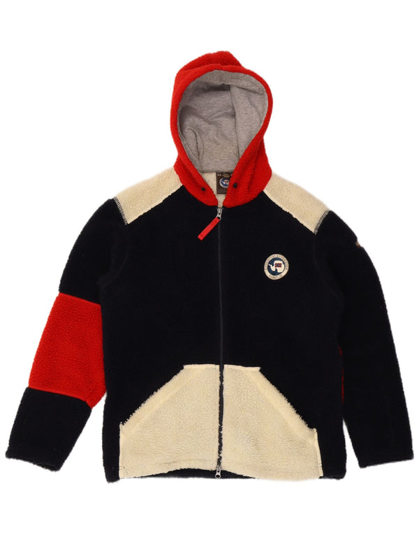 Jaqueta masculina de lã com capuz Napapijri UK 34 XS preto colorblock poliéster