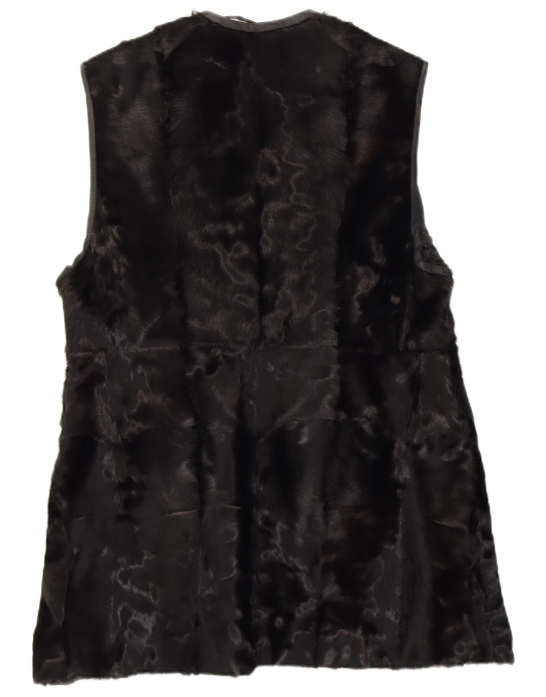 Colete de pele vintage feminino UK 14 médio preto