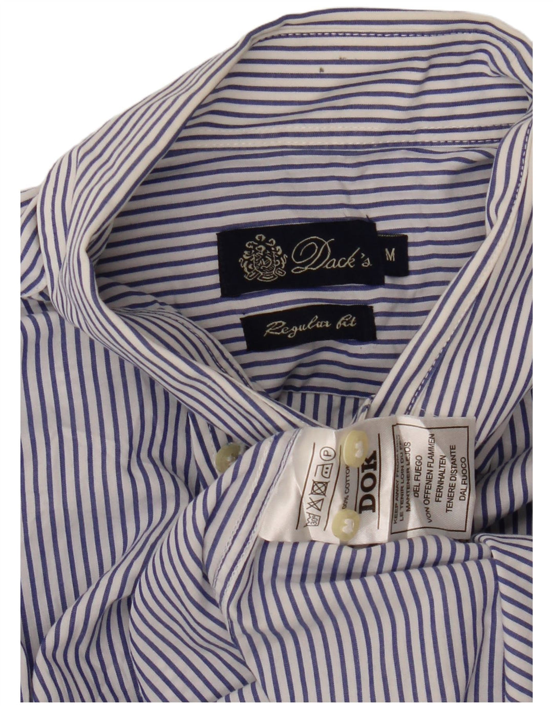 Camisa masculina de ajuste regular DACK'S algodão listrado azul médio