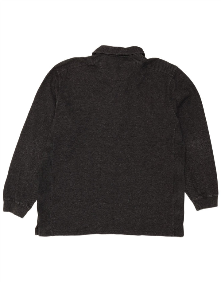 Camisa polo masculina de manga comprida IZOD XL algodão preto