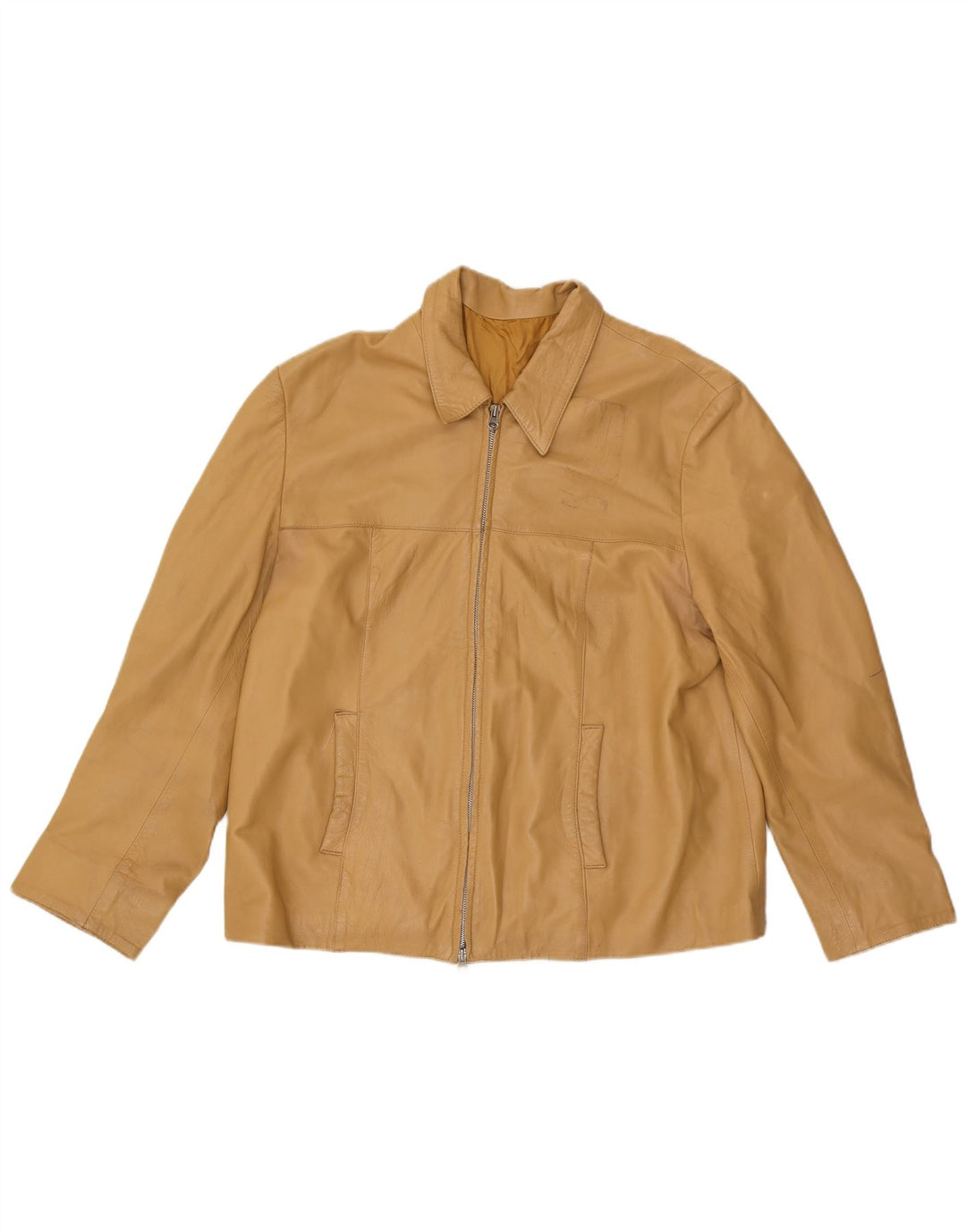 Jaqueta de couro feminina VINTAGE IT 52 2XL couro bege