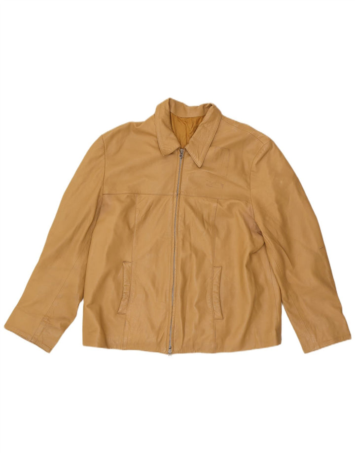 Jaqueta de couro feminina VINTAGE IT 52 2XL couro bege