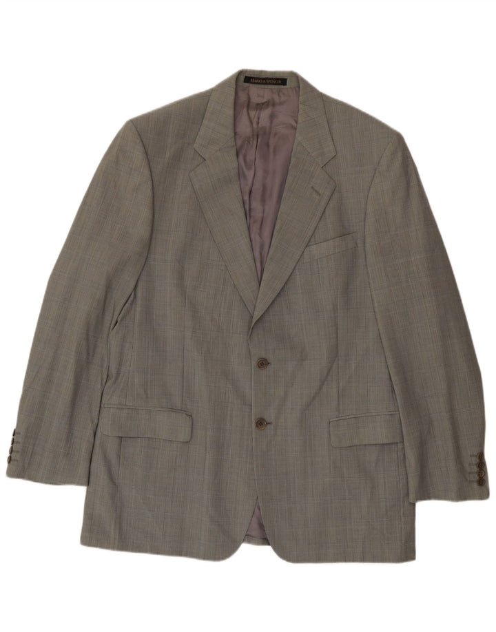 Jaqueta blazer masculina de 2 botões Marks & Spencer UK 42 grande verde houndstooth