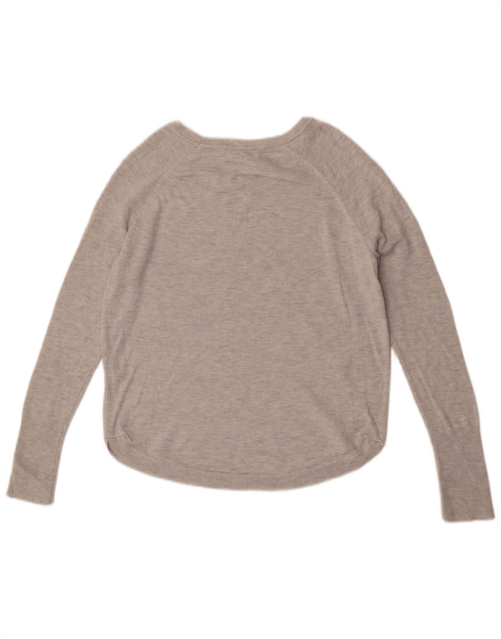 Suéter feminino White Label com gola canoa UK 10 pequeno cinza manchado