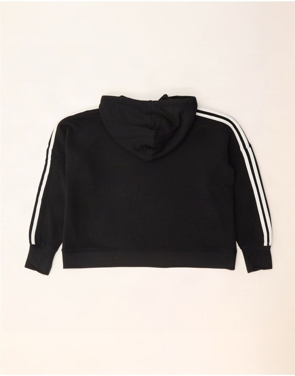 Adidas Womens Crop Oversized Hoodie Jumper Reino Unido 12 Médio Algodão Preto