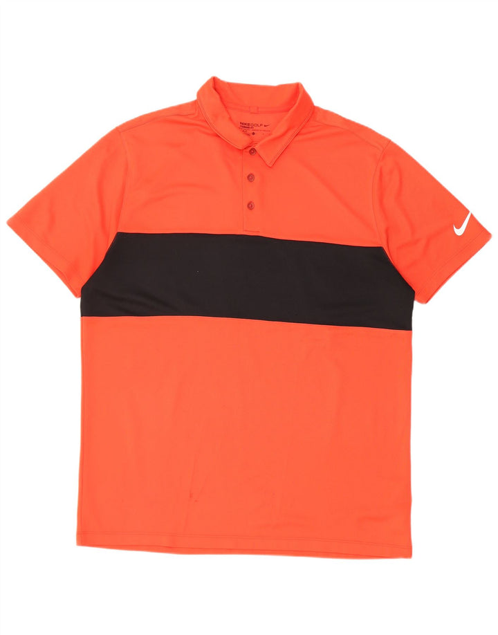 Camisa polo masculina Nike Dri Fit grande laranja colorblock poliéster