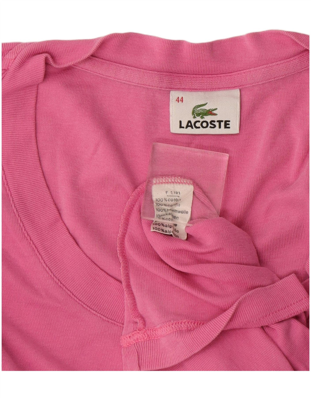 Camiseta feminina Lacoste tamanho superior 44 grande algodão rosa