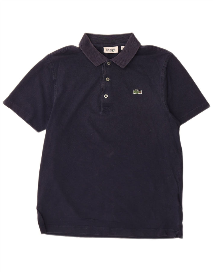 Camisa polo masculina LACOSTE tamanho 4 médio algodão listrado azul marinho