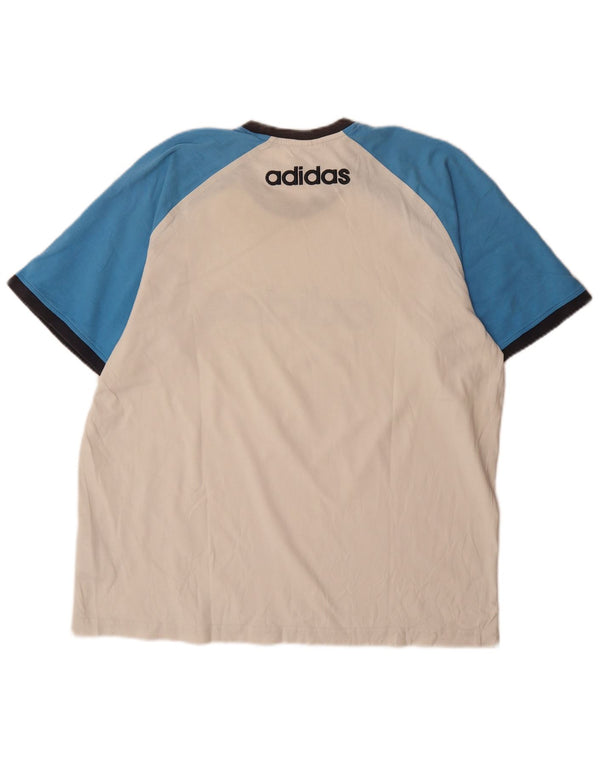 Adidas Mens Graphic T-Shirt Top XL Branco Colorblock Algodão