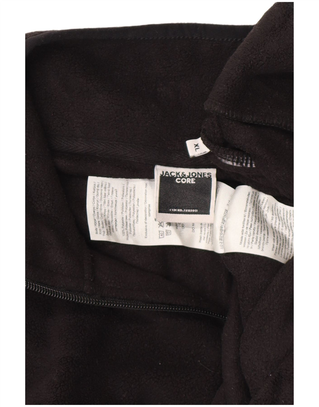JACK & JONES Suéter masculino de lã com zíper e gola XL poliéster preto