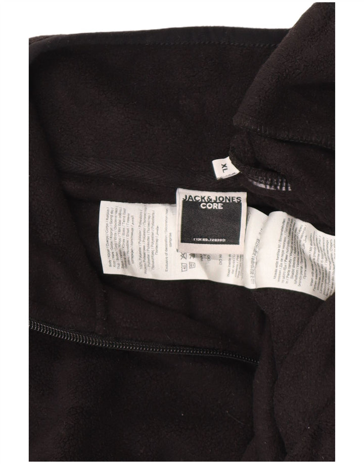 JACK & JONES Suéter masculino de lã com zíper e gola XL poliéster preto