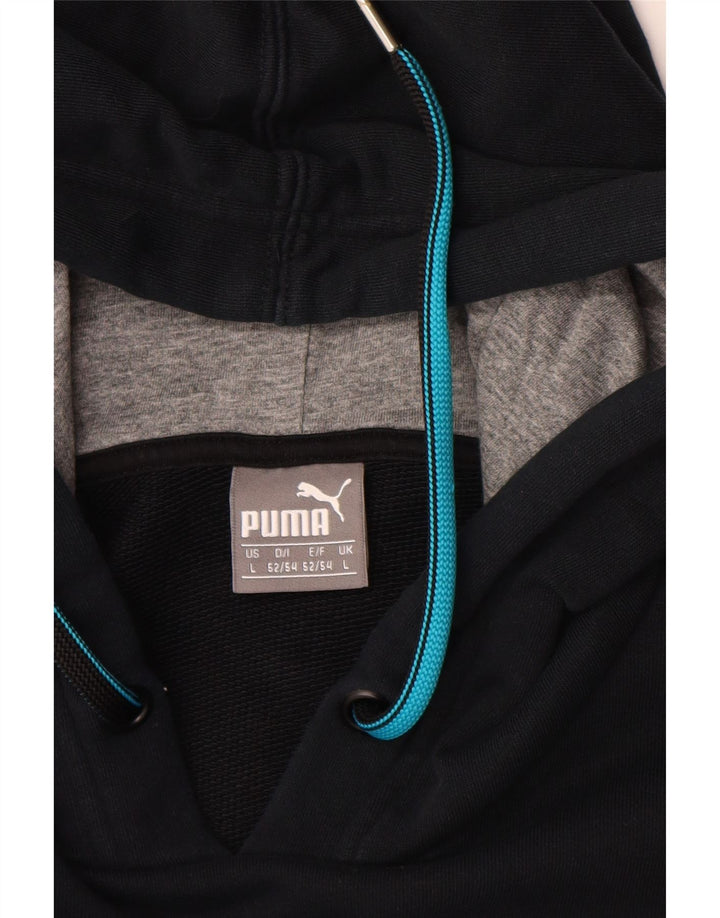 Suéter com capuz gráfico masculino PUMA grande algodão colorido preto