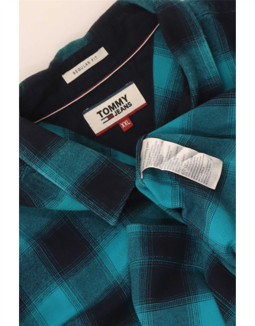 Camisa masculina de flanela Tommy Hilfiger Regular Fit 2XL algodão xadrez azul