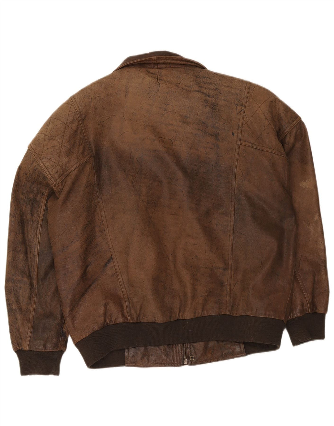 Jaqueta bomber de couro masculina vintage IT 54 2XL marrom