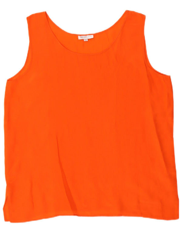 Blusa feminina vintage sem mangas Top UK 20 2XL seda laranja