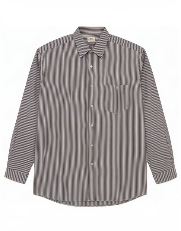 Camisa masculina Lacoste tamanho 44 XL algodão listrado azul