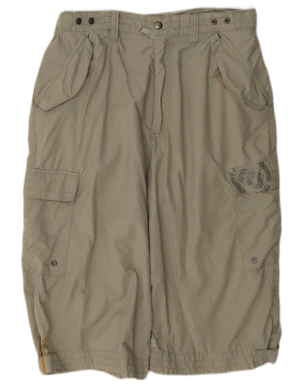 Animal Mens Cargo Shorts Pequeno W29 Algodão Cáqui