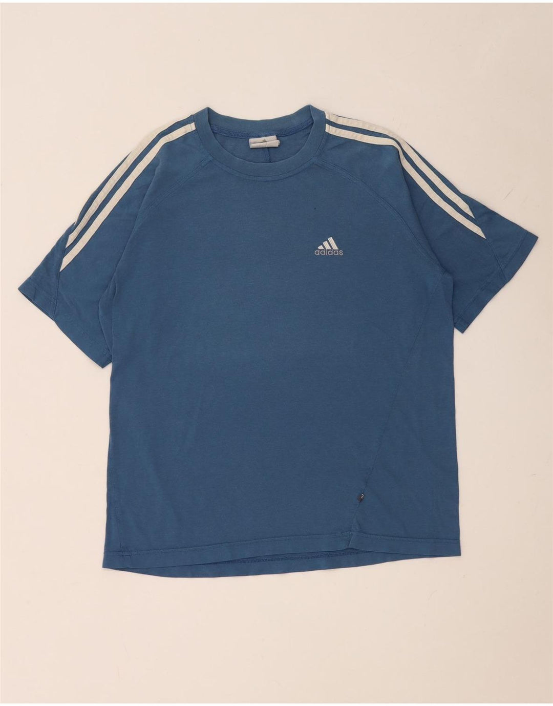 Adidas Mens Camiseta Top Pequeno Algodão Azul