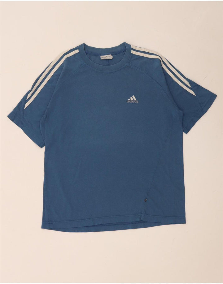 Adidas Mens Camiseta Top Pequeno Algodão Azul