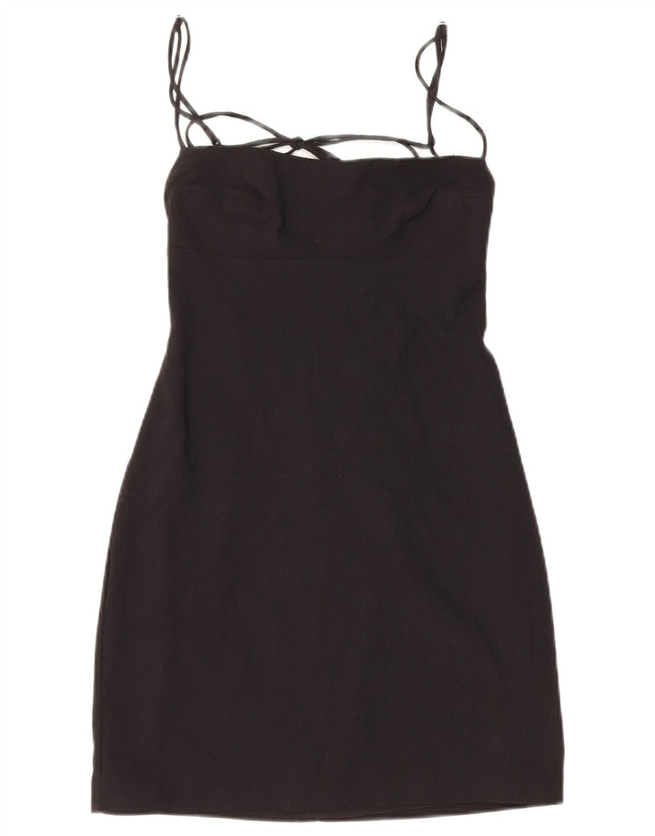 Zara Vestido de verão feminino pequeno poliéster preto