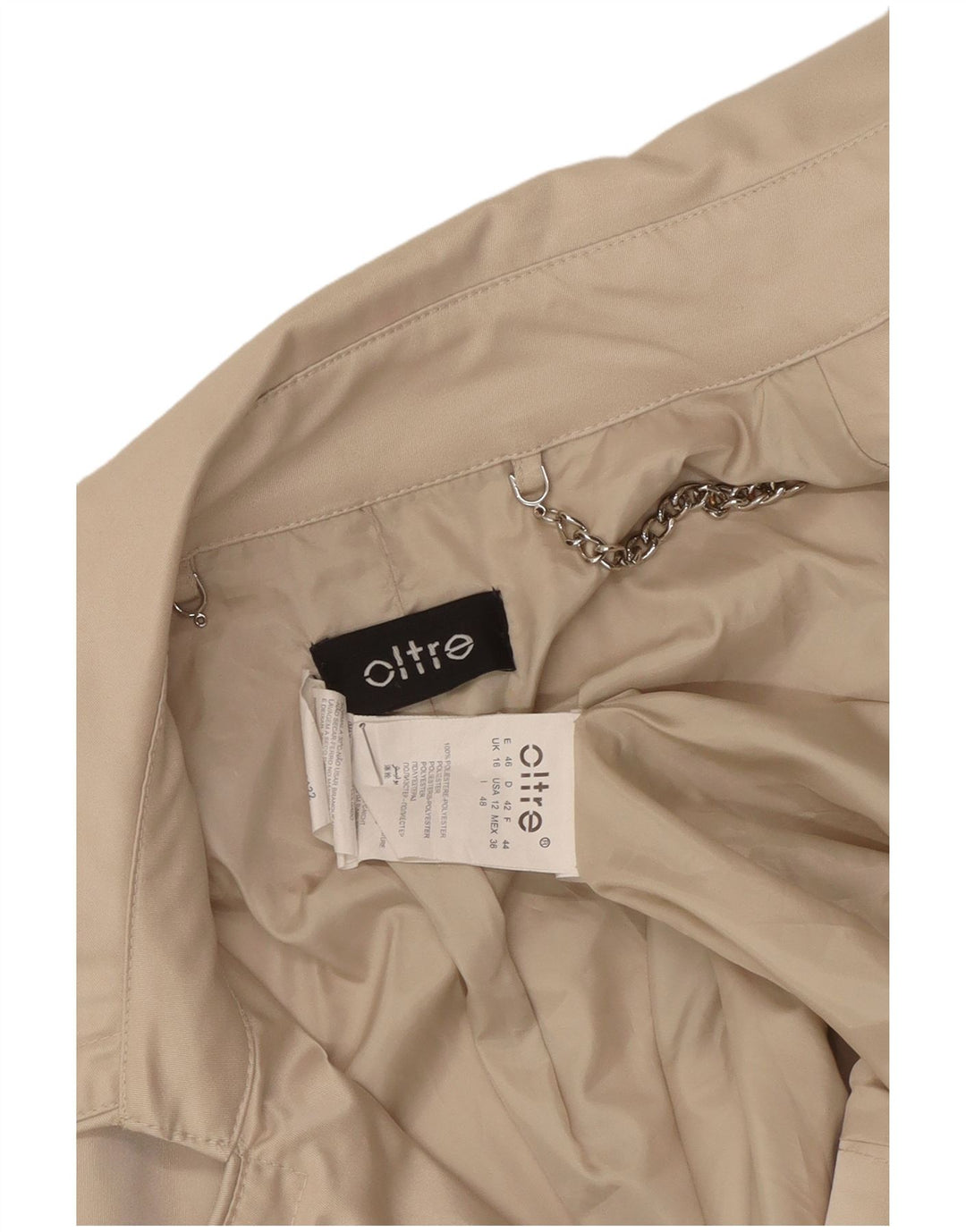oltre Trench Coat feminino com cinto UK 16 grande poliéster bege
